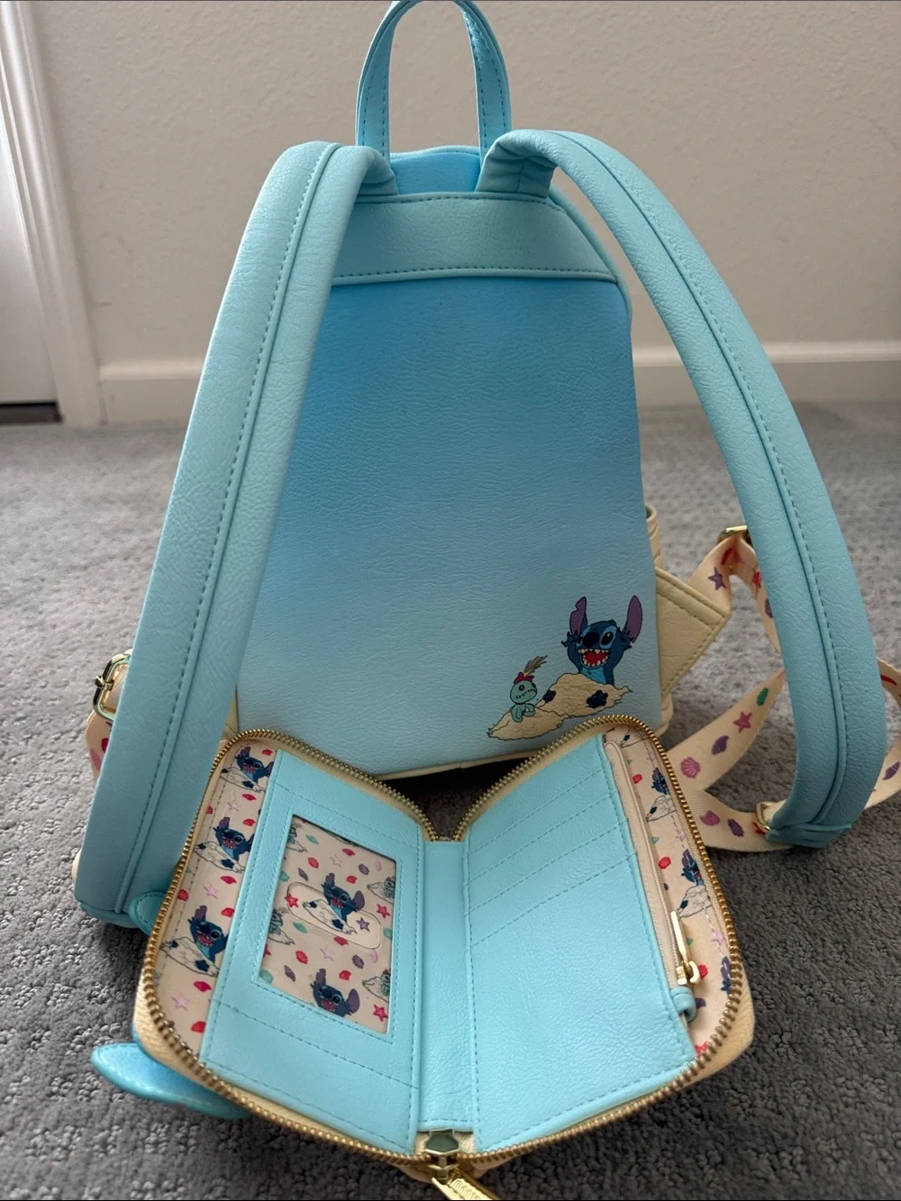Disney Parks x Loungefly Stitch Sandcastle Mini Backpack & Wallet Set